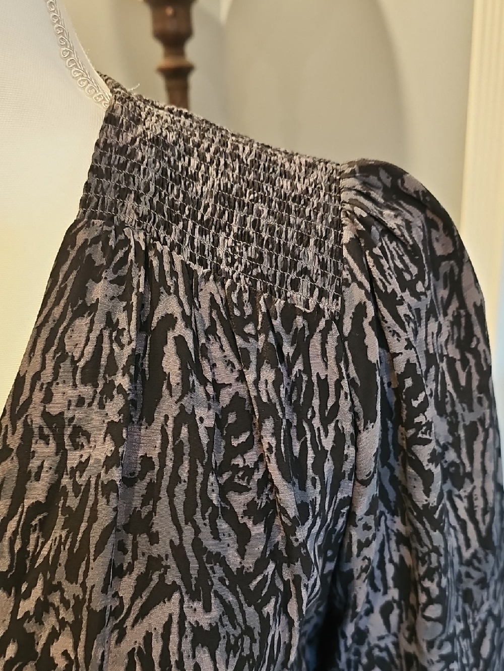 Rails Zana Abstract Animal Print Long Sleeve Mini Dress Sz M In Charcoal - Picture 7 of 10